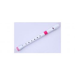 NUVO ITALIA - RECORDER WHITE/PINK WITH TRANSVINYL CASE  GERMAN FING.