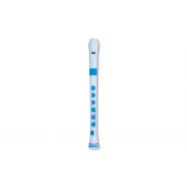 NUVO ITALIA - RECORDER+ WHITE/BLUE WITH HARD CASE  GERMAN FING.